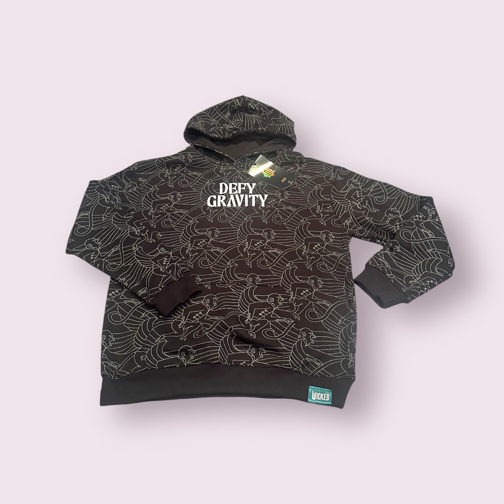 NWT Defy Gravity Wicked Pull Over Black Hoodie Sweatshirt Size XL - Picture 1 of 10